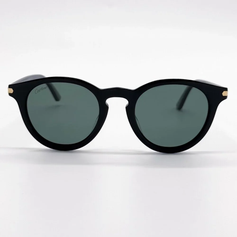 NEW CARTIER CT0010S 004 MEN BLACK ROUND SUNGLASSES
